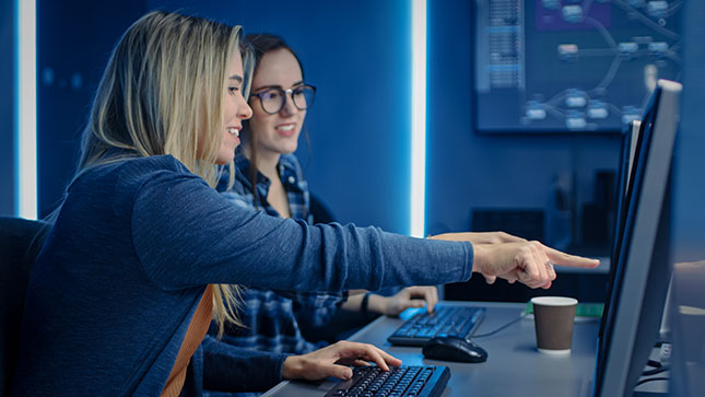 Two girls working