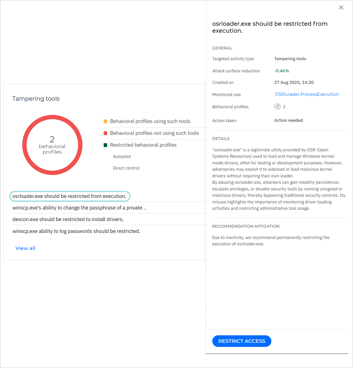 Recommendations sidebar in dashboard