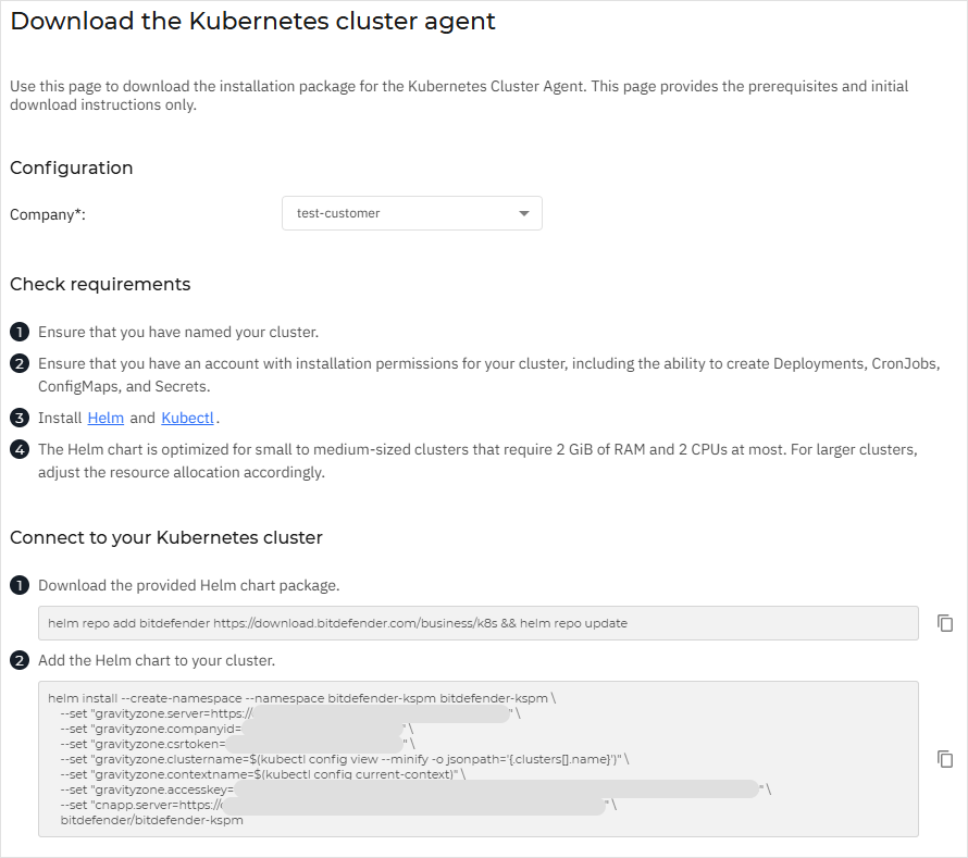 Kubernetes Cluster Agent installation for a Partner company